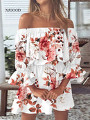 Vestido feminino sexy com estampa e um ombro só.