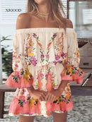 Vestido feminino sexy com estampa e um ombro só.