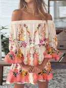 Vestido feminino sexy com estampa e um ombro só.