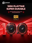 Picun G2 2.4G Fone de Ouvido Gamer Sem Fio Bluetooth com Baixa Latência de 5ms, Som Surround 7.1 e Microfone com Cancelamento Eletrônico de Ruído (ENC) para PC, PS4, PS5 e Celular.