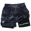 Shorts esportivos masculinos dois em um, com camada dupla e respirabilidade rápida, ideais para uso casual, corrida e outras atividades esportivas no verão.
