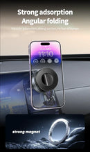 Suporte magnético potente para celular, design dobrável, ajuste de 360°, suporte a vácuo para carro, compatível com iPhone e ideal para transmissões ao vivo.