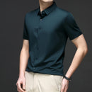 Camisa masculina de manga curta, lisa, para uso casual nos negócios, ideal para o verão. Confortável e versátil, não precisa passar.