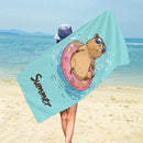 Toalha de praia grande com estampa de capivara, golfinho, polvo e outros (1 unidade). Secagem rápida e absorção de água. Ideal para natação, férias e camping.