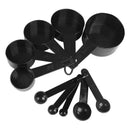 Conjunto de 5/10 peças de utensílios de medição para cozinha: colheres medidoras, colheres de chá, colheres de açúcar, xícaras medidoras para farinha e outros itens de confeitaria.