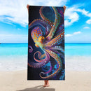 Toalha de praia grande com estampa de capivara, golfinho, polvo e outros (1 unidade). Secagem rápida e absorção de água. Ideal para natação, férias e camping.