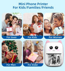 Impressora térmica portátil mini para impressão de fotos de gatos, impressora térmica de bolso para etiquetas de 58 mm, impressão sem fio Bluetooth, compatível com Android e iOS.