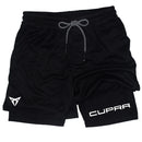 Shorts esportivos masculinos dois em um, com camada dupla e respirabilidade rápida, ideais para uso casual, corrida e outras atividades esportivas no verão.