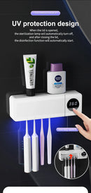 Esterilizador de escova de dentes elétrico UV com carregamento USB, suporte de parede para escova de dentes de banheiro com visor digital.
