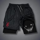 Calções de treino masculinos para o verão, para corrida, fitness e ginásio, 2 em 1, de secagem rápida, com forro duplo.