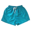 Calção de banho masculino de secagem rápida, respirável, com cordão e bolsos, ideal para surfe, praia e uso casual no verão.