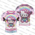 Camiseta de compressão feminina masculina com estampa de desenho animado da Hello Kitty, ideal para treino de Jiu-Jitsu, academia, moda esportiva, respirável e perfeita para praia.