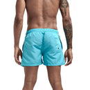 Calção de banho masculino com forro de tela, bolsos laterais, cor sólida, shorts de praia, secagem rápida, leve, com cordão, ideal para o verão.