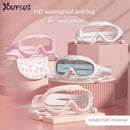 Óculos de natação HD antiembaçantes com protetores auriculares, à prova de vazamentos, ajustáveis, de silicone de alta qualidade, para adultos, homens e mulheres.