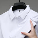 Camisa masculina de manga curta, lisa, para uso casual nos negócios, ideal para o verão. Confortável e versátil, não precisa passar.