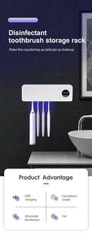 Esterilizador de escova de dentes elétrico UV com carregamento USB, suporte de parede para escova de dentes de banheiro com visor digital.