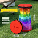 Cadeira dobrável telescópica portátil de plástico, banquinho leve e ajustável para pesca, praia e camping, assento dobrável compacto para uso externo.