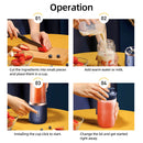 Liquidificador Elétrico Portátil com 6 Lâminas e Capacidade para 2 Copos, Ideal para Viagens, Recarregável via USB, Perfeito para Sucos de Frutas Frescas e Smoothies.