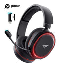 Picun G2 2.4G Fone de Ouvido Gamer Sem Fio Bluetooth com Baixa Latência de 5ms, Som Surround 7.1 e Microfone com Cancelamento Eletrônico de Ruído (ENC) para PC, PS4, PS5 e Celular.