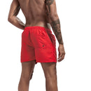 Calção de banho masculino com forro de tela, bolsos laterais, cor sólida, shorts de praia, secagem rápida, leve, com cordão, ideal para o verão.