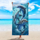 Toalha de praia grande com estampa de capivara, golfinho, polvo e outros (1 unidade). Secagem rápida e absorção de água. Ideal para natação, férias e camping.