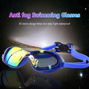 Óculos de natação de alta definição, à prova d'água e antiembaçante, com armação média para adultos, para homens e mulheres, feitos de silicone.