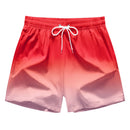 Calção de banho masculino de secagem rápida, respirável, com cordão e bolsos, ideal para surfe, praia e uso casual no verão.