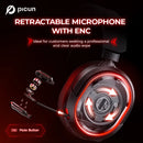 Picun G2 2.4G Fone de Ouvido Gamer Sem Fio Bluetooth com Baixa Latência de 5ms, Som Surround 7.1 e Microfone com Cancelamento Eletrônico de Ruído (ENC) para PC, PS4, PS5 e Celular.