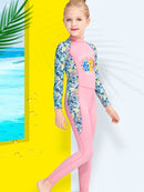 Maiô infantil feminino novo, com proteção UV, manga comprida, ideal para meninas de 2 a 12 anos.