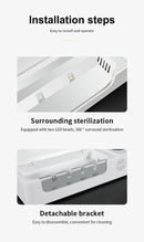 Esterilizador de escova de dentes elétrico UV com carregamento USB, suporte de parede para escova de dentes de banheiro com visor digital.