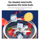 Liquidificador Elétrico Portátil com 6 Lâminas e Capacidade para 2 Copos, Ideal para Viagens, Recarregável via USB, Perfeito para Sucos de Frutas Frescas e Smoothies.