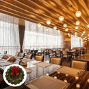 Jogo de 4 jogos americanos circulares com ondas natalinas, antiderrapantes e resistentes ao calor, para decoração de mesa em festas de inverno.