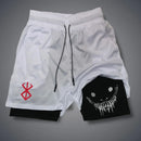 Calções de treino masculinos para o verão, para corrida, fitness e ginásio, 2 em 1, de secagem rápida, com forro duplo.