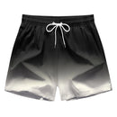 Calção de banho masculino de secagem rápida, respirável, com cordão e bolsos, ideal para surfe, praia e uso casual no verão.