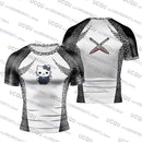 Camiseta de compressão feminina masculina com estampa de desenho animado da Hello Kitty, ideal para treino de Jiu-Jitsu, academia, moda esportiva, respirável e perfeita para praia.