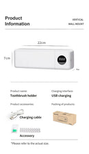 Esterilizador de escova de dentes elétrico UV com carregamento USB, suporte de parede para escova de dentes de banheiro com visor digital.