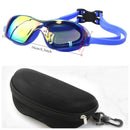 Óculos de natação de alta definição, à prova d'água e antiembaçante, com armação média para adultos, para homens e mulheres, feitos de silicone.